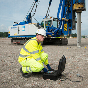 Employee carrying out testing and analysis